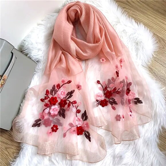 Beautiful Combination Embroidered Handcrafted Scarf, Wrap - Picture 1 of 2